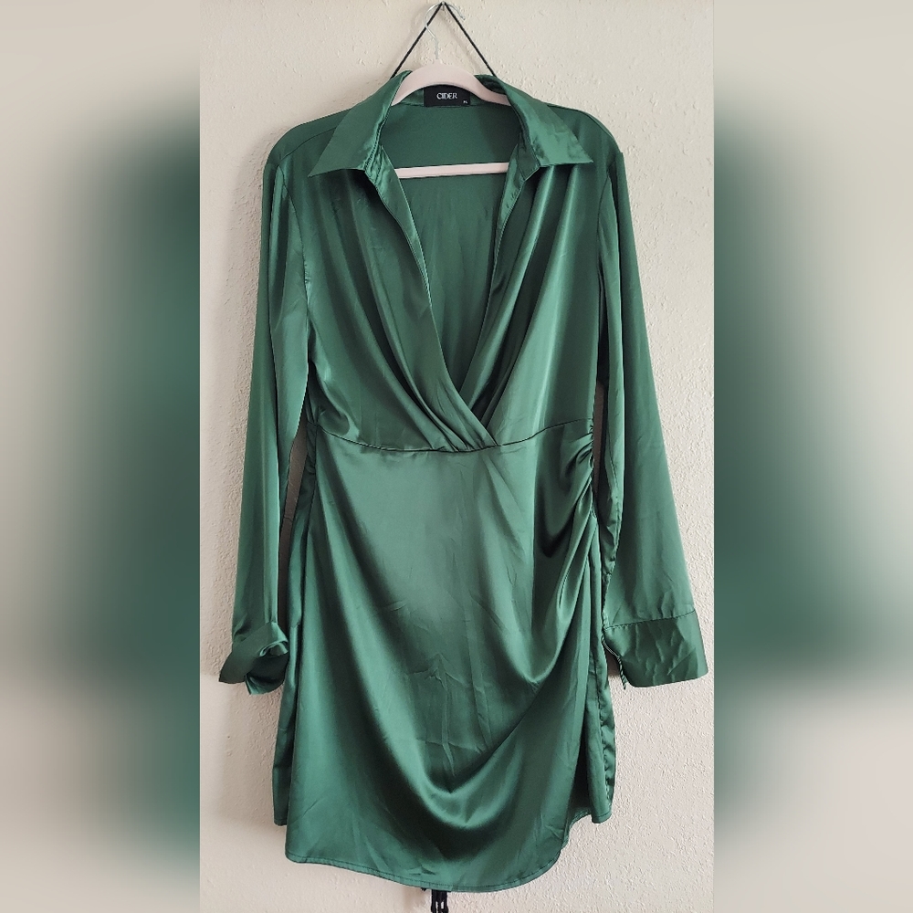 Cider Brand Green Satin Dress XL